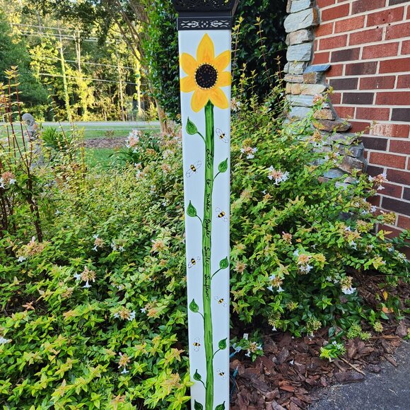 Garden Peace Pole Hand Painted Solar Light and Wire Stand Customized Yard Art - Picture 4 of 5